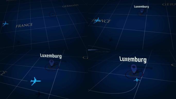 带平面的蓝色地图上的卢森堡