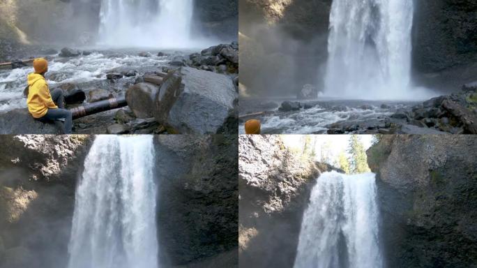 穆尔瀑布，加拿大不列颠哥伦比亚省威尔斯格雷省立公园最著名的瀑布