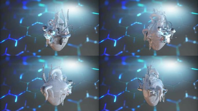 科幻机器人人工心脏，3d渲染