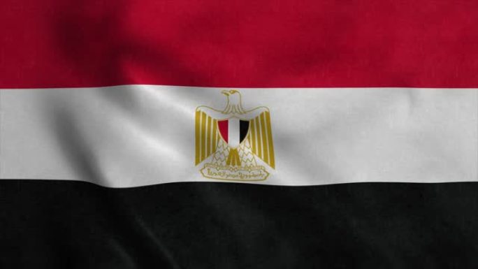 随风飘扬的埃及国旗，4K埃及国旗高品质纹理