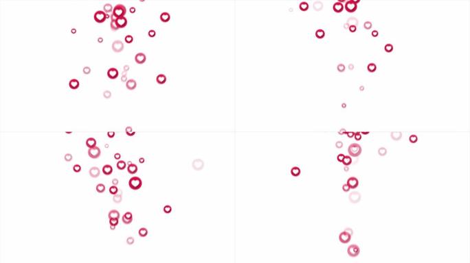 可循环的动画在透明背景上缓慢地向上移动粉红色的图标，带有alpha通道。