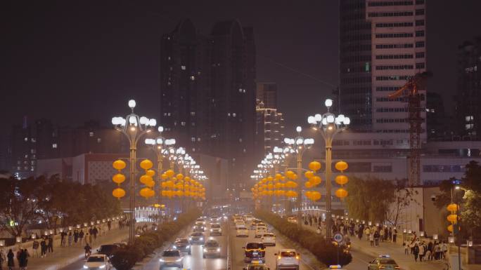 夜晚城市车流