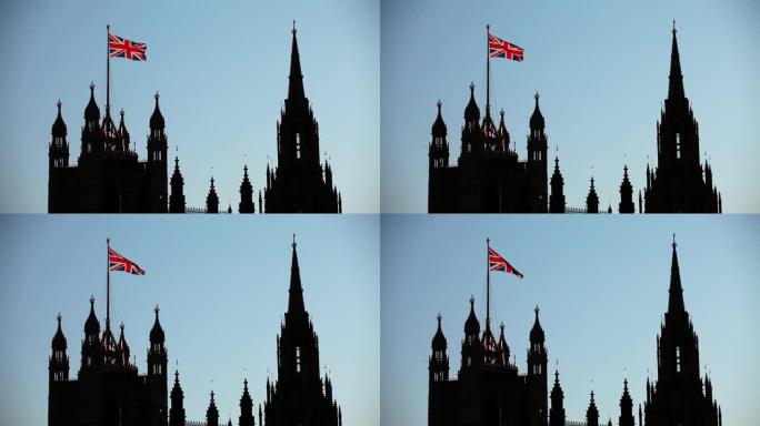 威斯敏斯特宫上的英国国旗