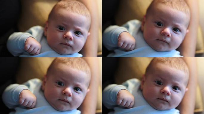 可爱的婴儿婴儿蹒跚学步的男孩可爱的专注体贴的新生儿