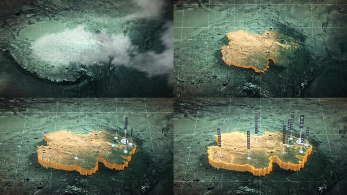 【AE模板】暗调三维卫星地图 青海省