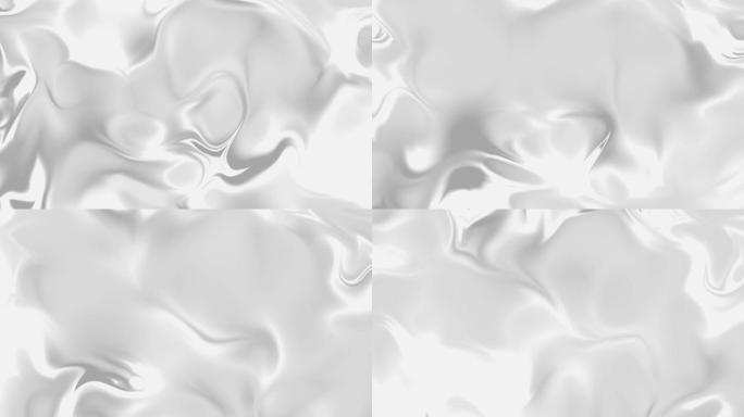 抽象流体合金金属液体水波浪形表面的无缝回路。现代复古彩色灰色阴影与反射。波纹银铬汞光泽塑料外观