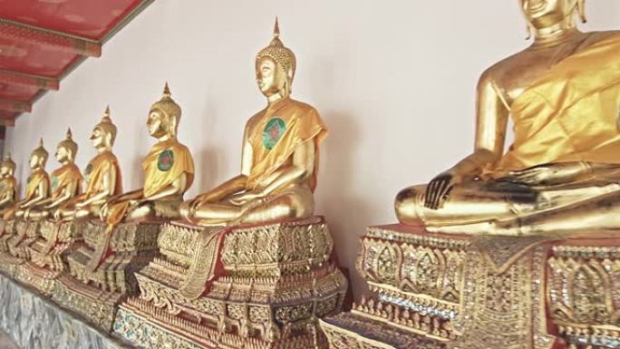泰国曼谷市金佛像的详细视图。古老而美丽的雕塑，宗教的象征。亚洲著名的旅游目的地。