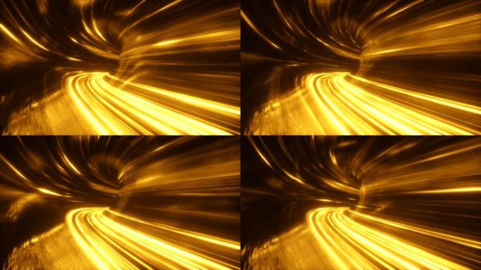 数字灯的速度，霓虹灯光束穿过数字技术的隧道。时空概念。无缝循环3d渲染