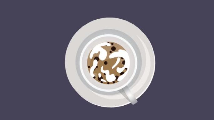 一杯带有动画咖啡泡沫的咖啡