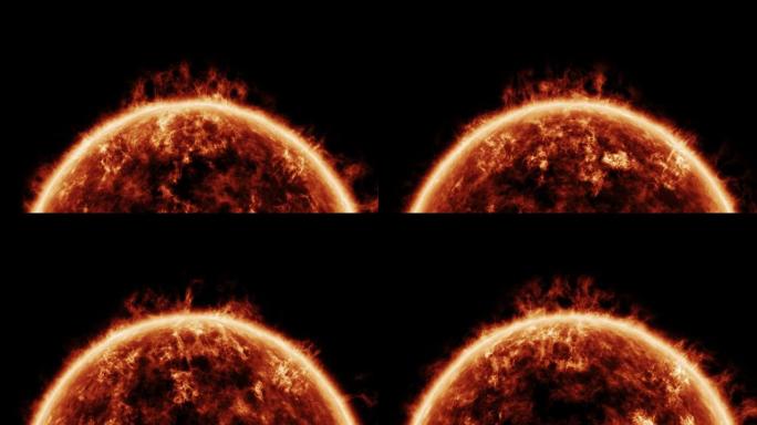 在太阳4k股票表面显示太阳活动的动画序列