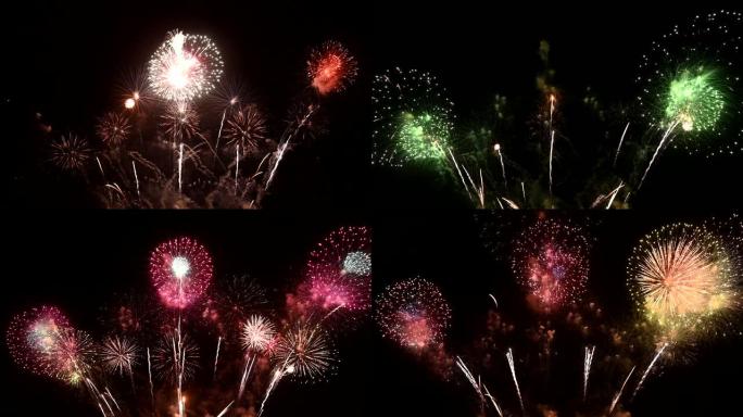 真正的烟花表演庆祝，五彩缤纷的新年烟花4K