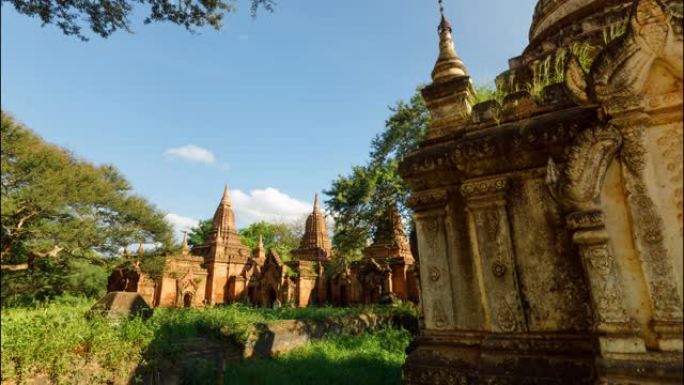 我在蒲甘缅甸的一百座古老佛教古迹之一的多莉移动时间流逝