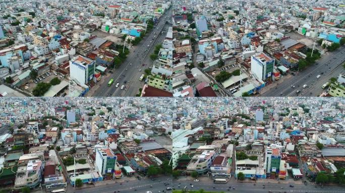 越南头顿市头顿公路交通鸟瞰图。