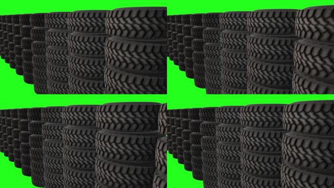 新车轮胎车轮存储动画。
