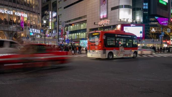 日本东京夜间涩谷穿越4k时间流逝