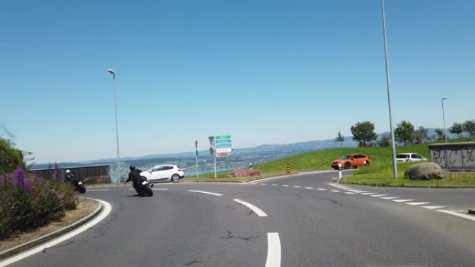 瑞士中部祖格湖旁阿尔斯-戈道附近E41主干道的Fpv镜头