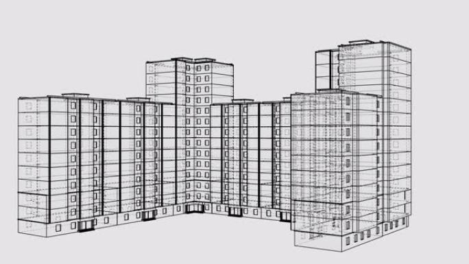 建筑物的动画旋转。建筑概念