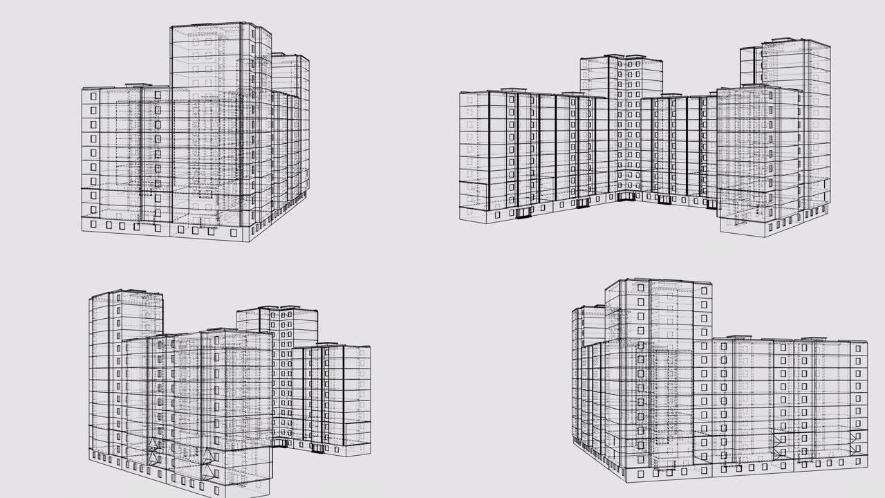 建筑物的动画旋转。建筑概念