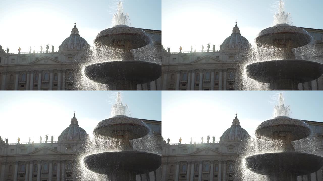 圣彼得广场上美丽的喷泉