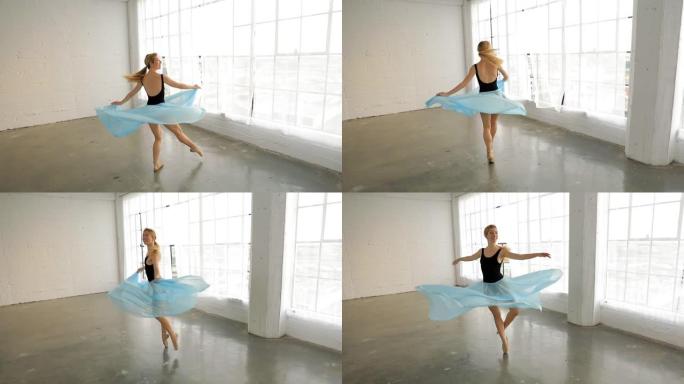 慢动作中的美丽芭蕾舞演员