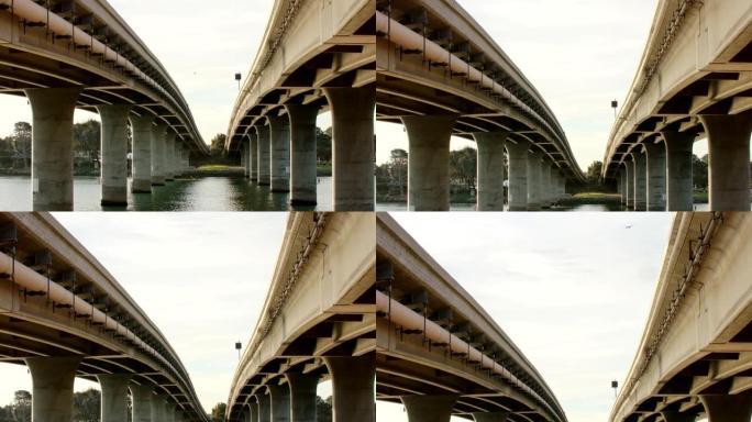 两座街桥下的倾斜镜头
