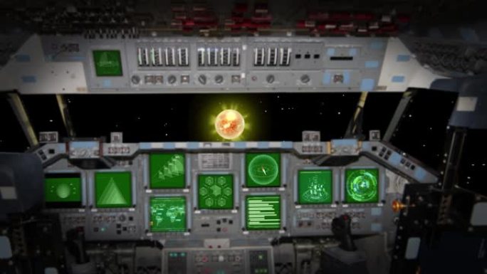 从飞行员的角度看太阳的飞船驾驶舱