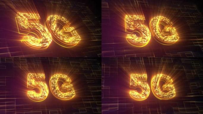 橙色抽象未来5g网络文本动画