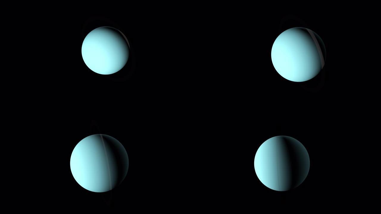 计算机产生了天王星在宇宙恒星空间中的旋转。抽象背景的3d渲染。该图像的元素由NASA提供