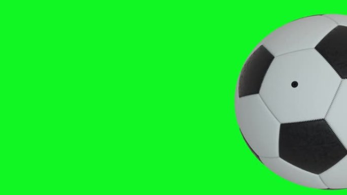 足球足球的特写镜头无缝循环360度。绿色屏幕，便于键控。非常适合您的足球营销活动