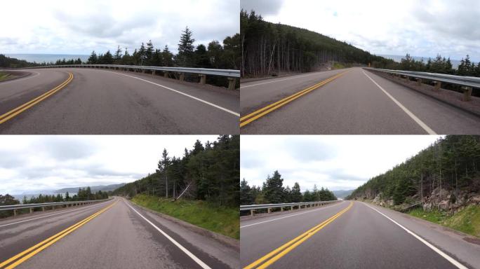 Driving on Cabot Trail road,新斯科舍省,加拿大