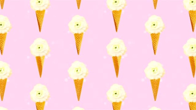 最小运动设计艺术。玫瑰冰淇淋背景。春夏心情