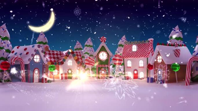在雪城上闪亮的信中写的法国圣诞节问候动画