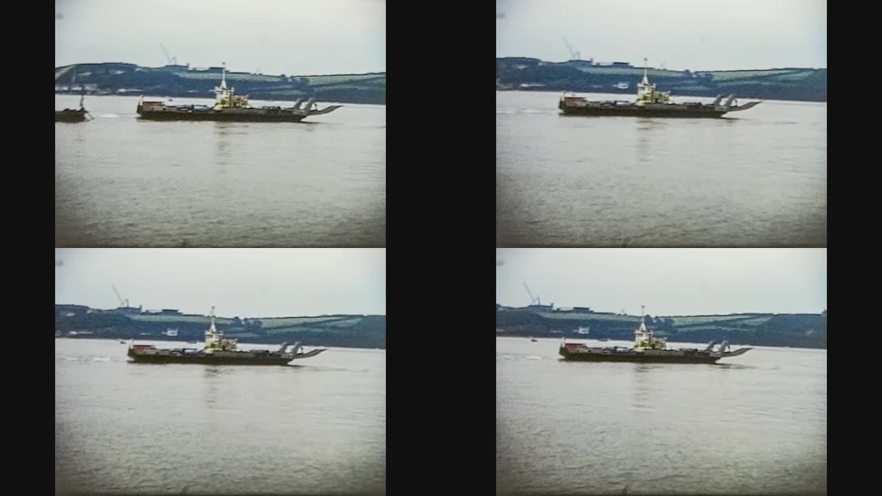 英国1970，河上的货船