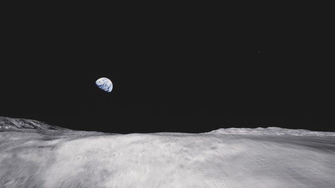 4k月球表面_遥望地球穿梭