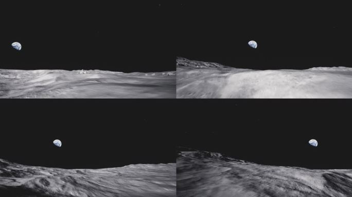 4k月球表面_遥望地球穿梭