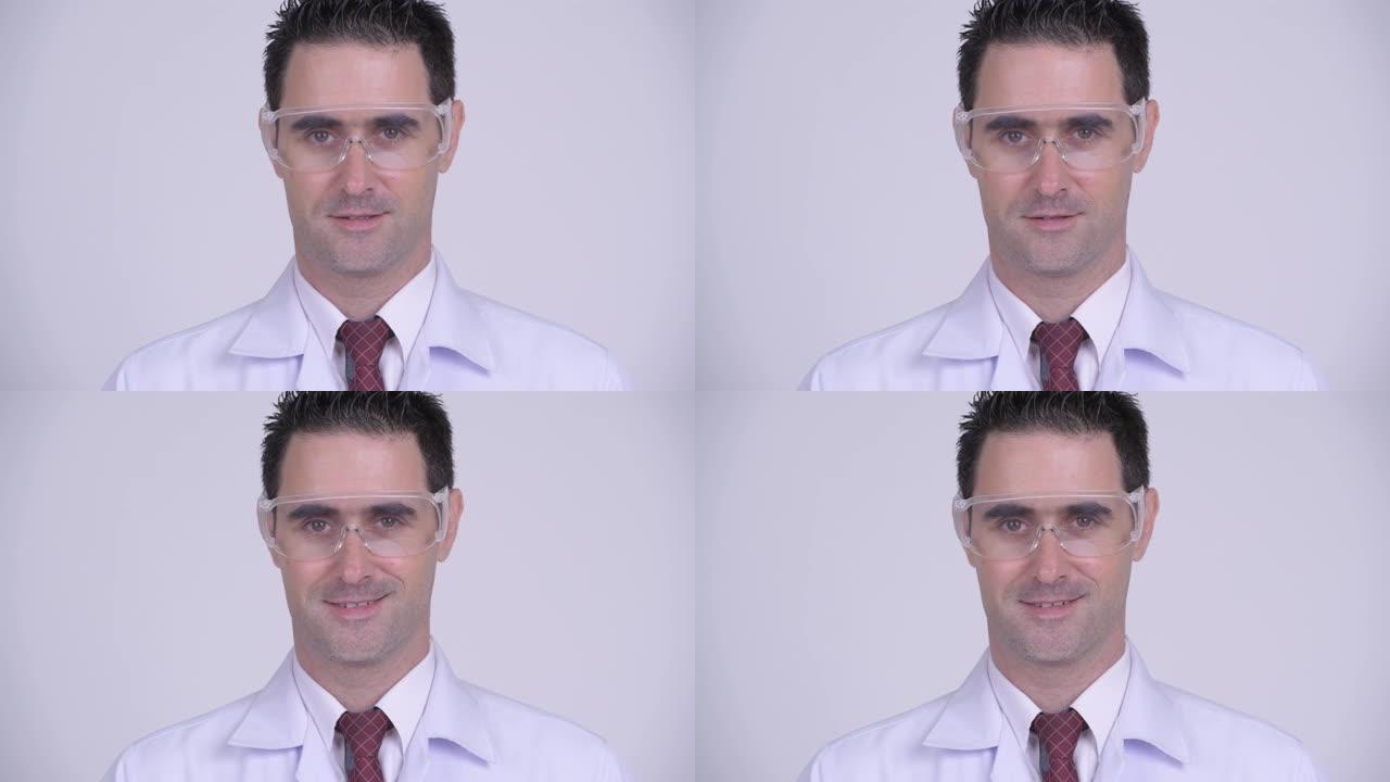 作为科学家的快乐男人医生的脸