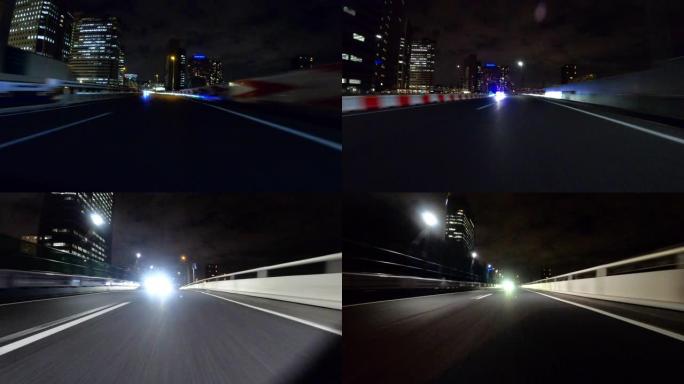 夜间在高速公路上行驶/后视