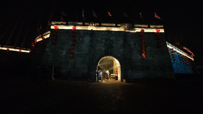 湖北荆州古城东门宾阳楼夜景