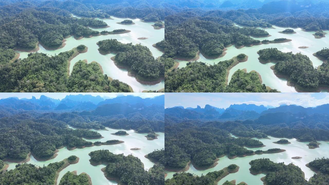 泰国Ratchaprapha大坝的鸟瞰图