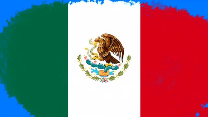 4K-3不同的画笔风格过渡动画与墨西哥国家国旗