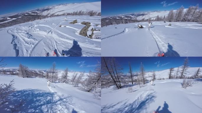 高速野雪粉雪跟拍4K