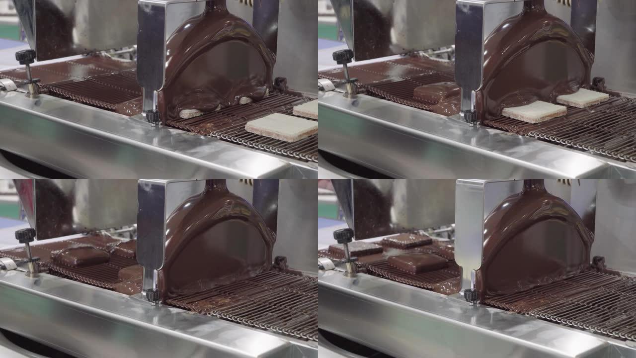 食品工业设备，用巧克力涂布产品的自动线