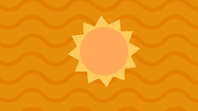 旋转太阳在橙色背景上无缝循环移动的动画