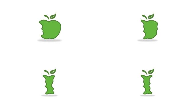 苹果被吃掉了。网页设计的飞溅。视频插图。