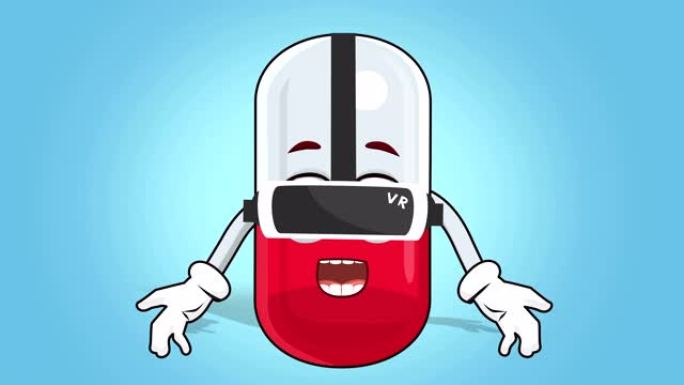 卡通药丸胶囊面部动画虚拟现实与阿尔法哑光