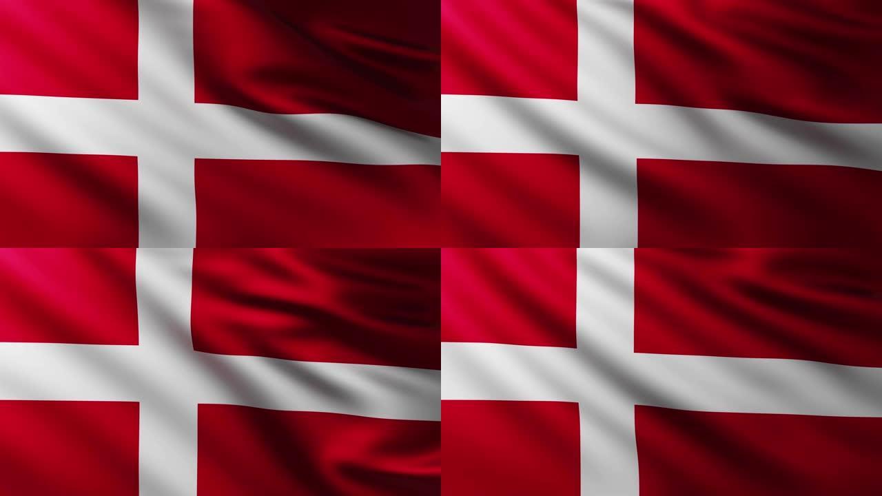 丹麦大旗背景迎风飘扬