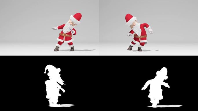 圣诞老人跳舞。圣诞节和新年的概念。阿尔法频道。无缝循环。