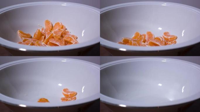 橘子在停止运动中从盘子中消失