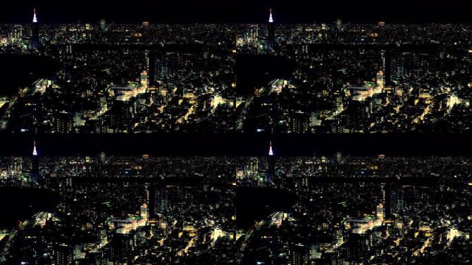 东京夜间的天际线用电