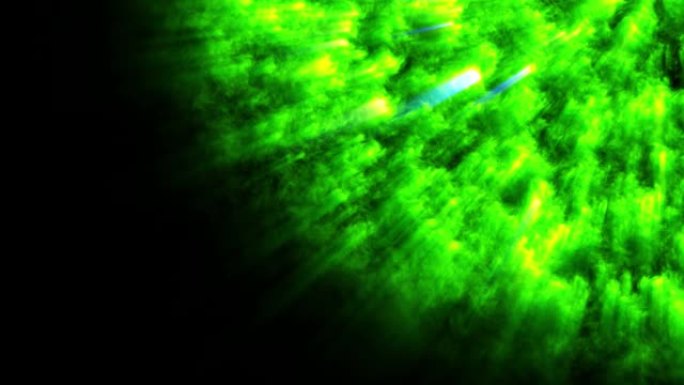 光线科幻主题。燃烧的恒星从其表面发出射线。4k抽象循环空间背景。高能沸腾物质，魔球或火球。